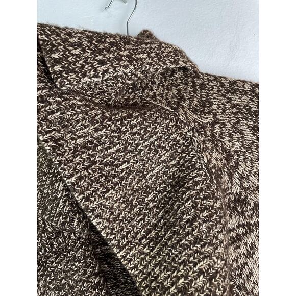 Gap Lambs Wool Sweater Womens S/M  Brown Beige Chunky Cardigan Drape Collar Top - Picture 9 of 16